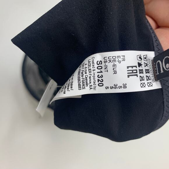 NWT Lou Paris Lingerie Geometric Sheer Mesh Bra Panty Set Black Small - Picture 11 of 12